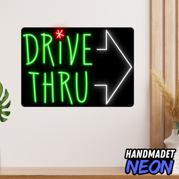 Custom Logo Drive Thru Neon Sign Black Mica -28inches