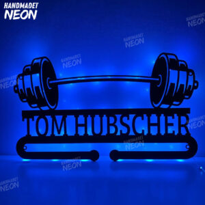 Custom Powerlifting Medal Hanger Metal Wall Art LED Light